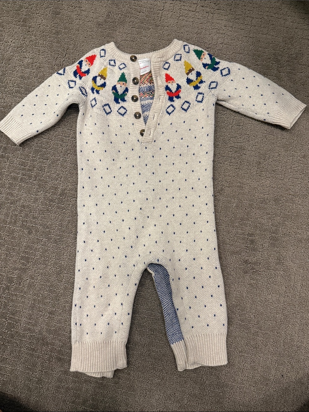 Cream Knit Gnome One-Piece Romper